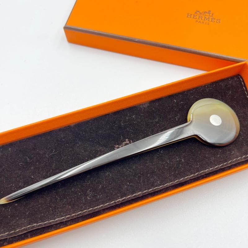 極美品 HERMES かんざし バッファローホーン セリエ