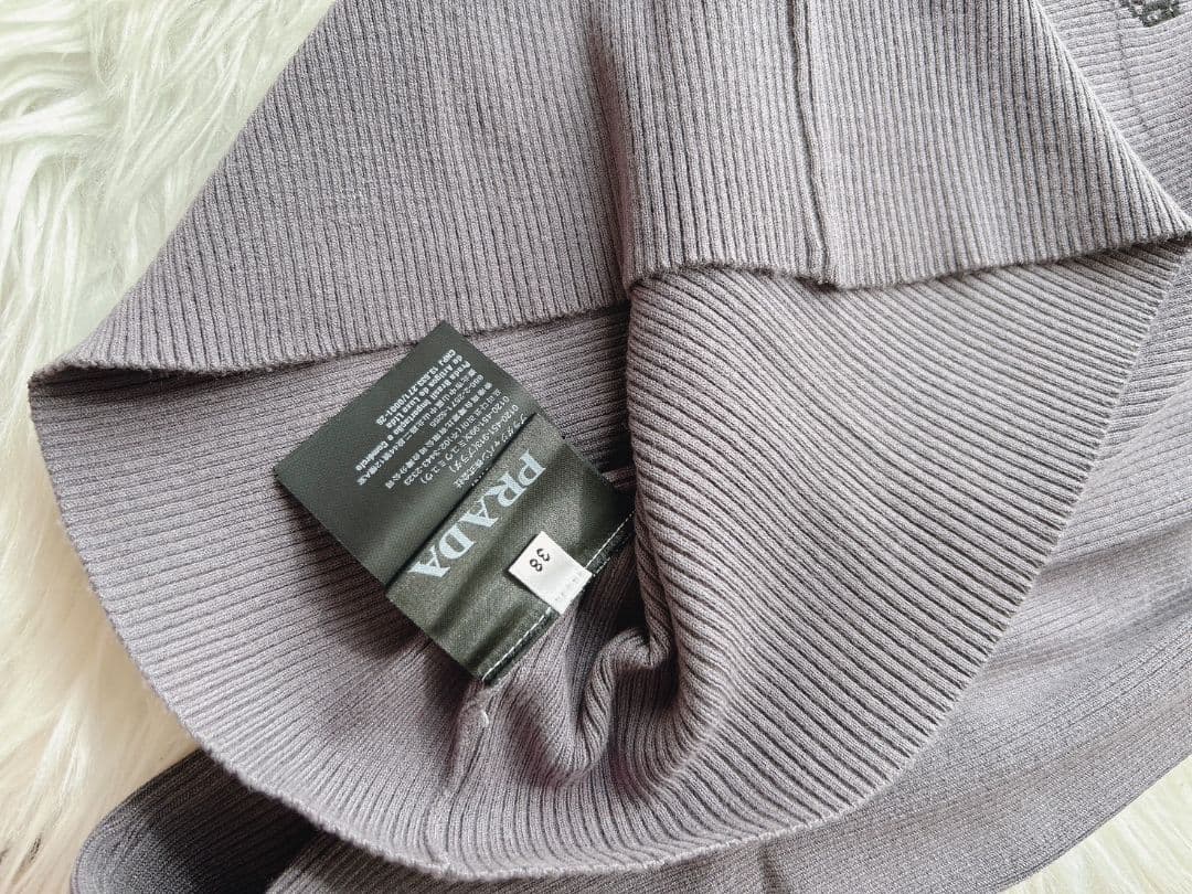 ロゴニット　リブニット　トップス　グレー　38 M