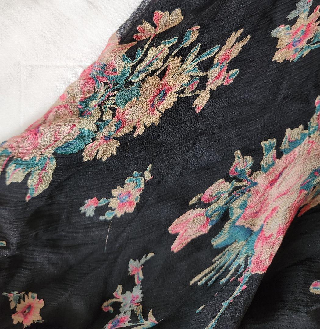 Itami ラルフローレン　ブラックフローラルシルクジョーゼット膝丈ドレス