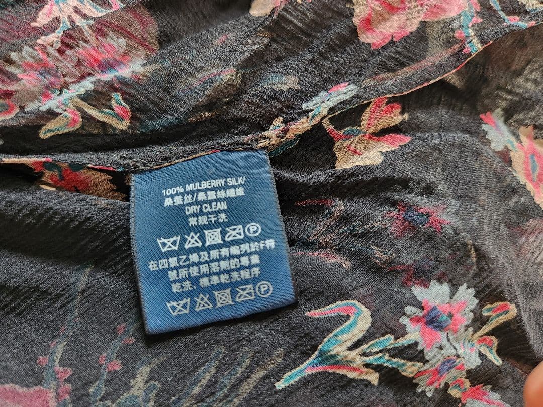 Itami ラルフローレン　ブラックフローラルシルクジョーゼット膝丈ドレス