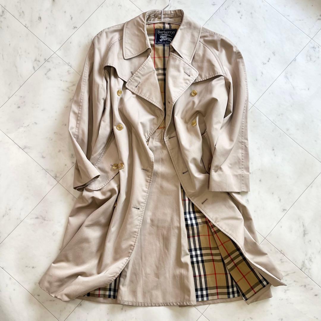 美品 Burberry ノバチェック ロングコート Aラインシルエット ベージュ