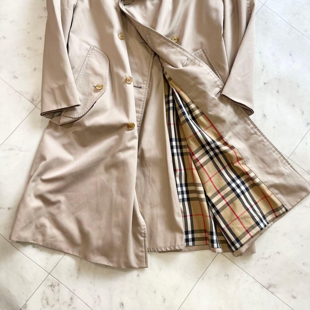 美品 Burberry ノバチェック ロングコート Aラインシルエット ベージュ