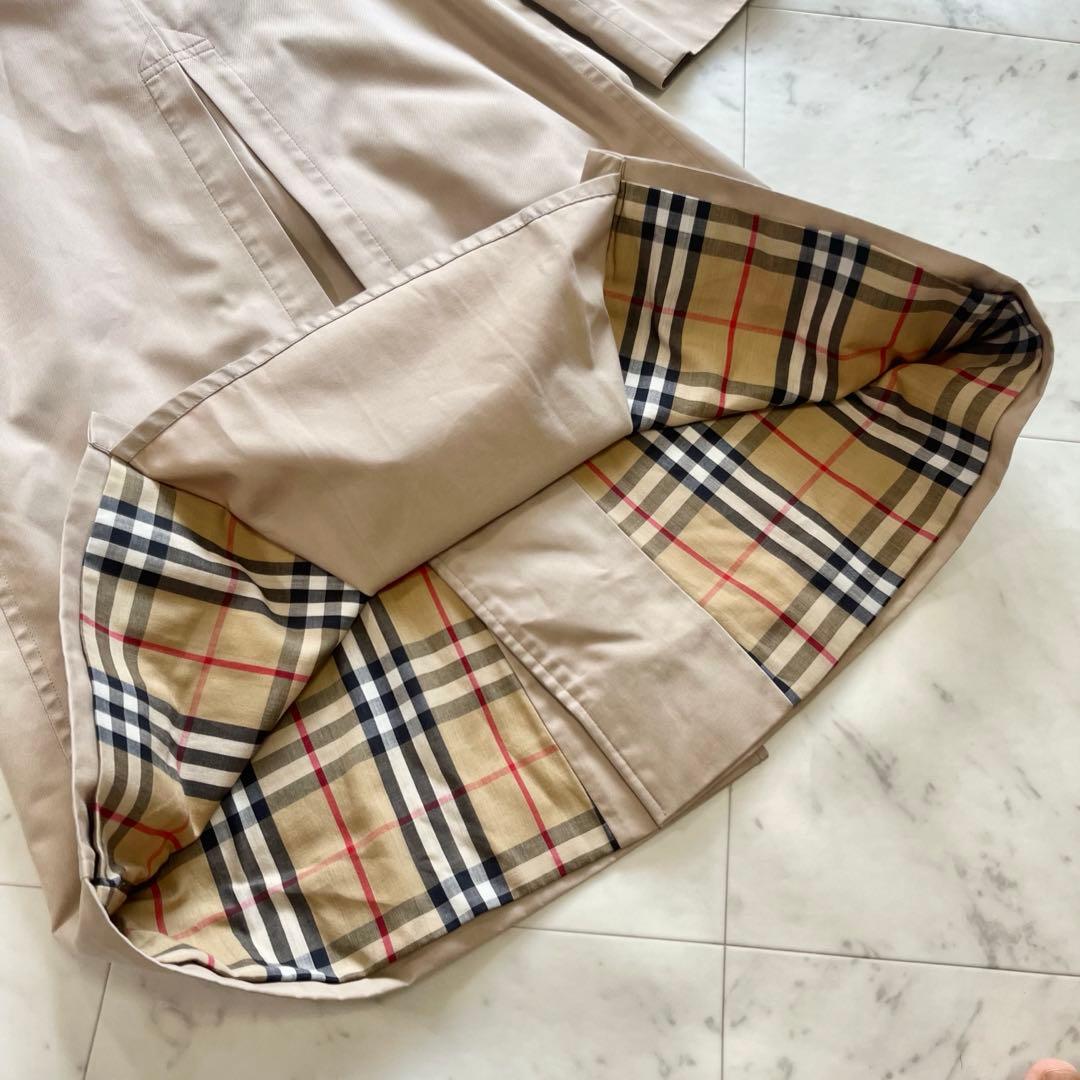 美品 Burberry ノバチェック ロングコート Aラインシルエット ベージュ