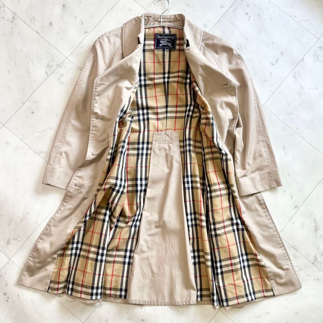 美品 Burberry ノバチェック ロングコート Aラインシルエット ベージュ