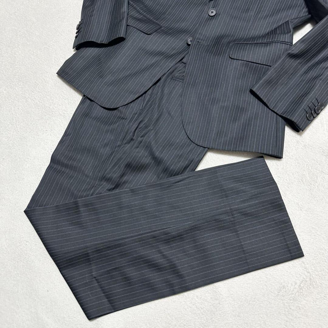 極美品 ポールスミス デルフィノ Super120’s 黒系 スーツ M 109