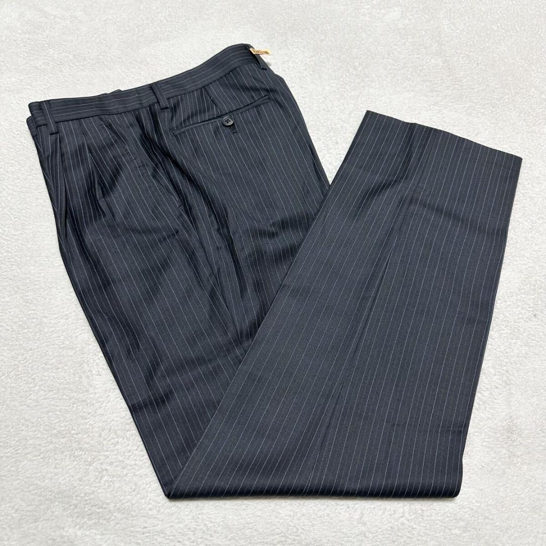 極美品 ポールスミス デルフィノ Super120’s 黒系 スーツ M 109