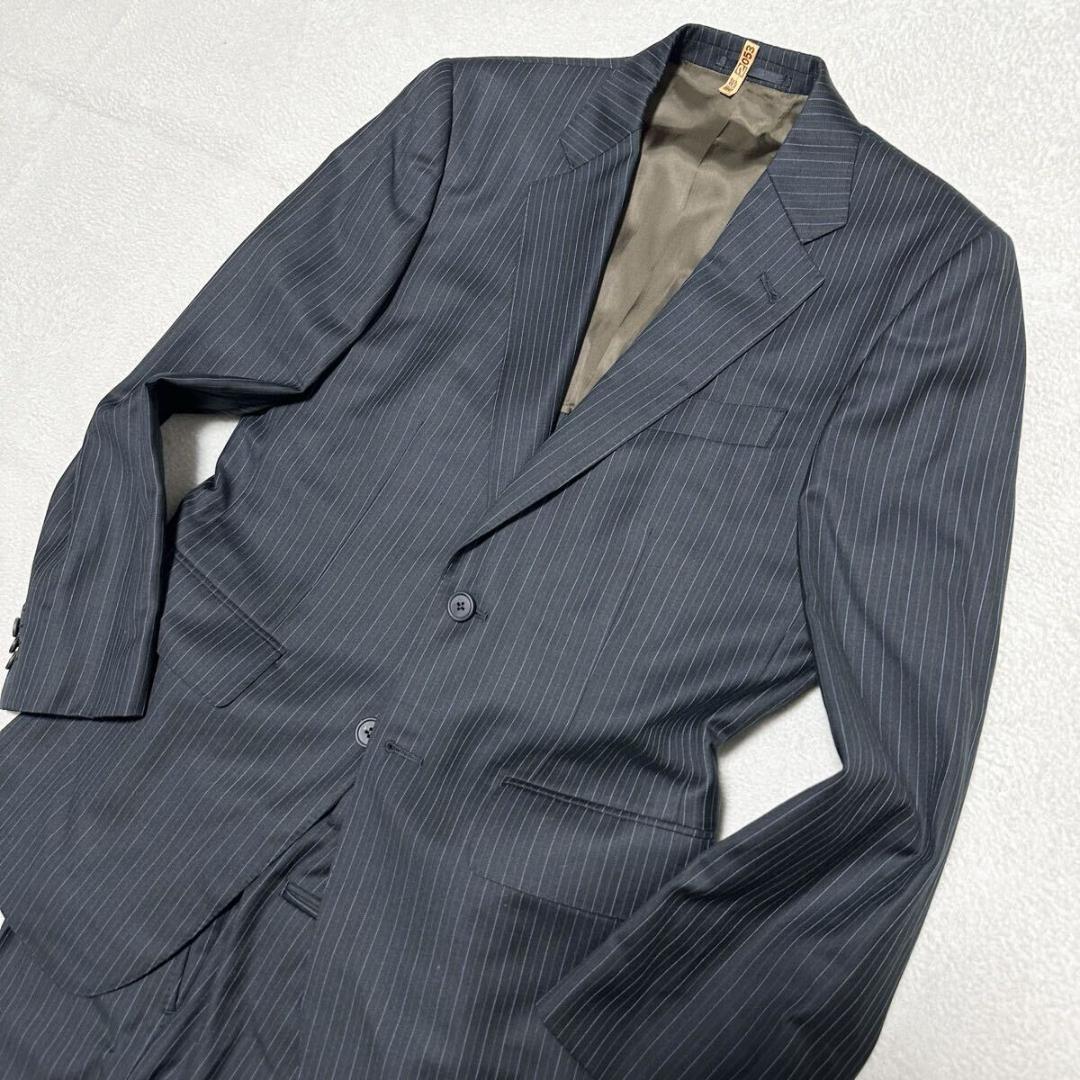 極美品 ポールスミス デルフィノ Super120’s 黒系 スーツ M 109