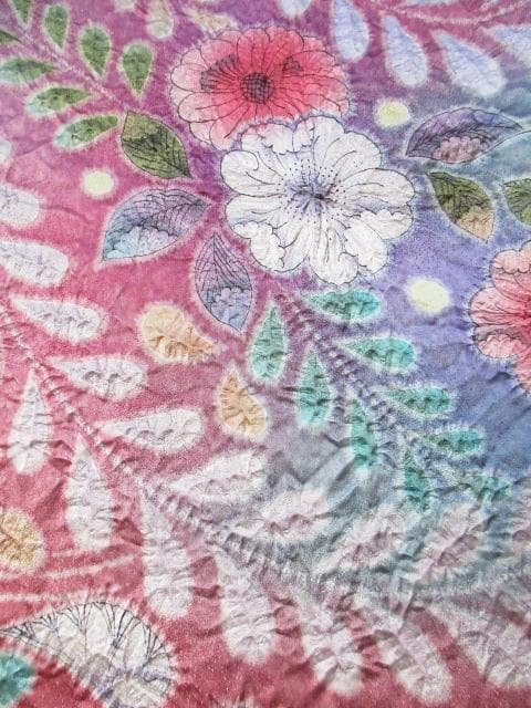 未着用に近い！辻が花＊落款付き＊総柄＊ラグジュアリー＊訪問着＊１６２ｃｍ＊裄６７