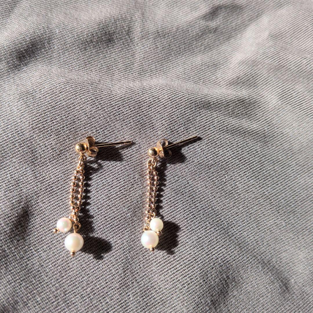 K18ゴールドチェーンパールピアス