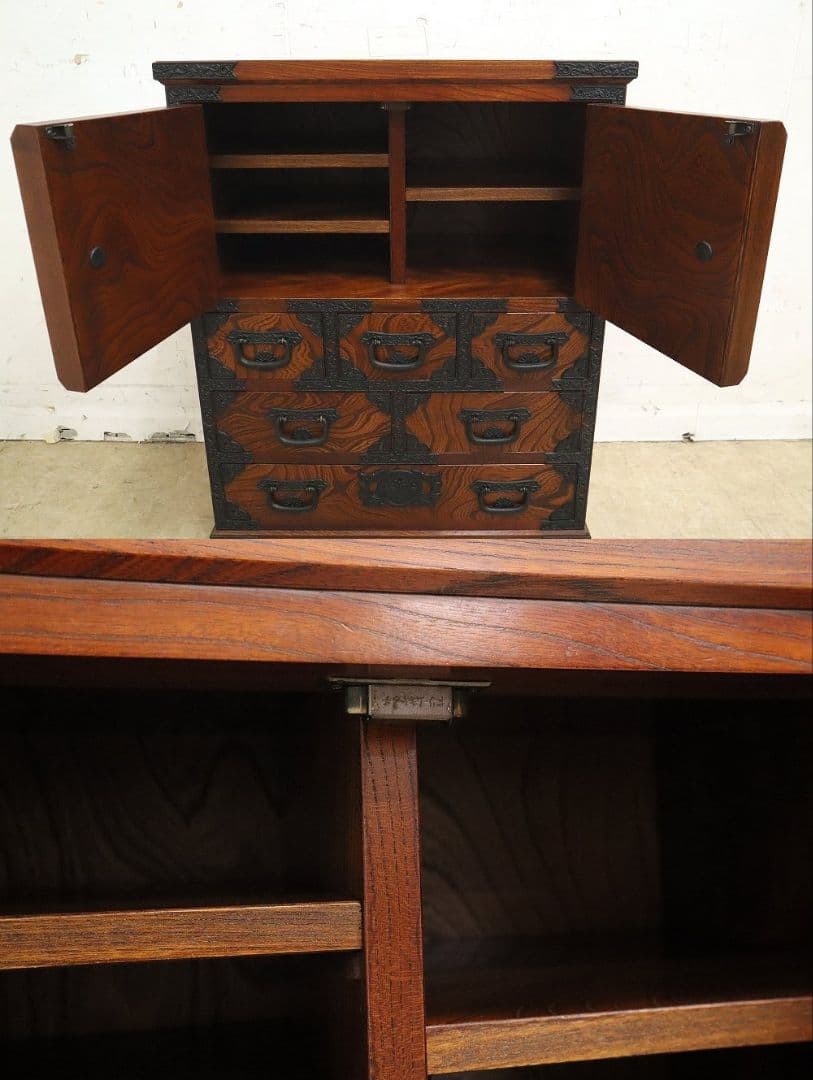 房総海んちゅ・帳場箪笥・小箪笥【五三の桐】家紋金具・観音開き