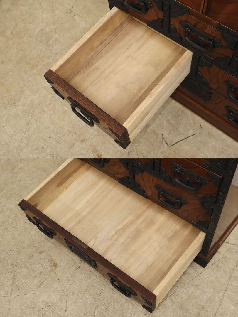 房総海んちゅ・帳場箪笥・小箪笥【五三の桐】家紋金具・観音開き