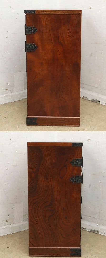 房総海んちゅ・帳場箪笥・小箪笥【五三の桐】家紋金具・観音開き