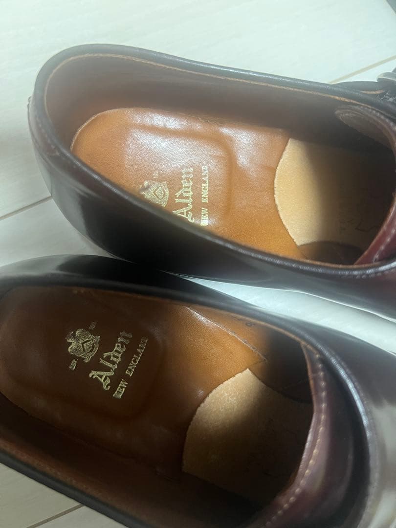 Alden バーガンディ モンクストラップシューズ9 1/2