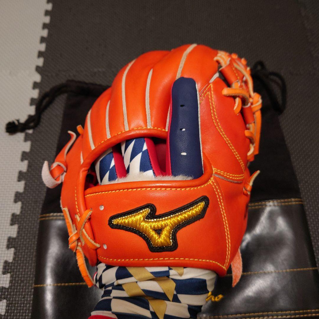 ※ひー ミズノプロ硬式グローブ内野手用オレンジ日本製ジャイアンツ坂本モデル