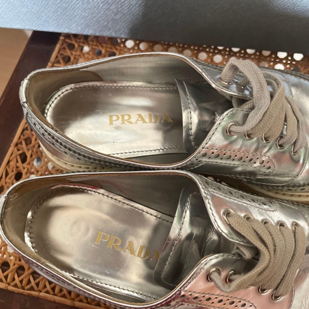 PRADA エスパドリーユスタイル シルバー