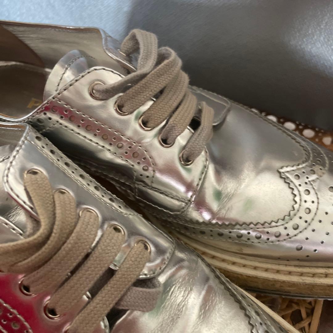 PRADA エスパドリーユスタイル シルバー