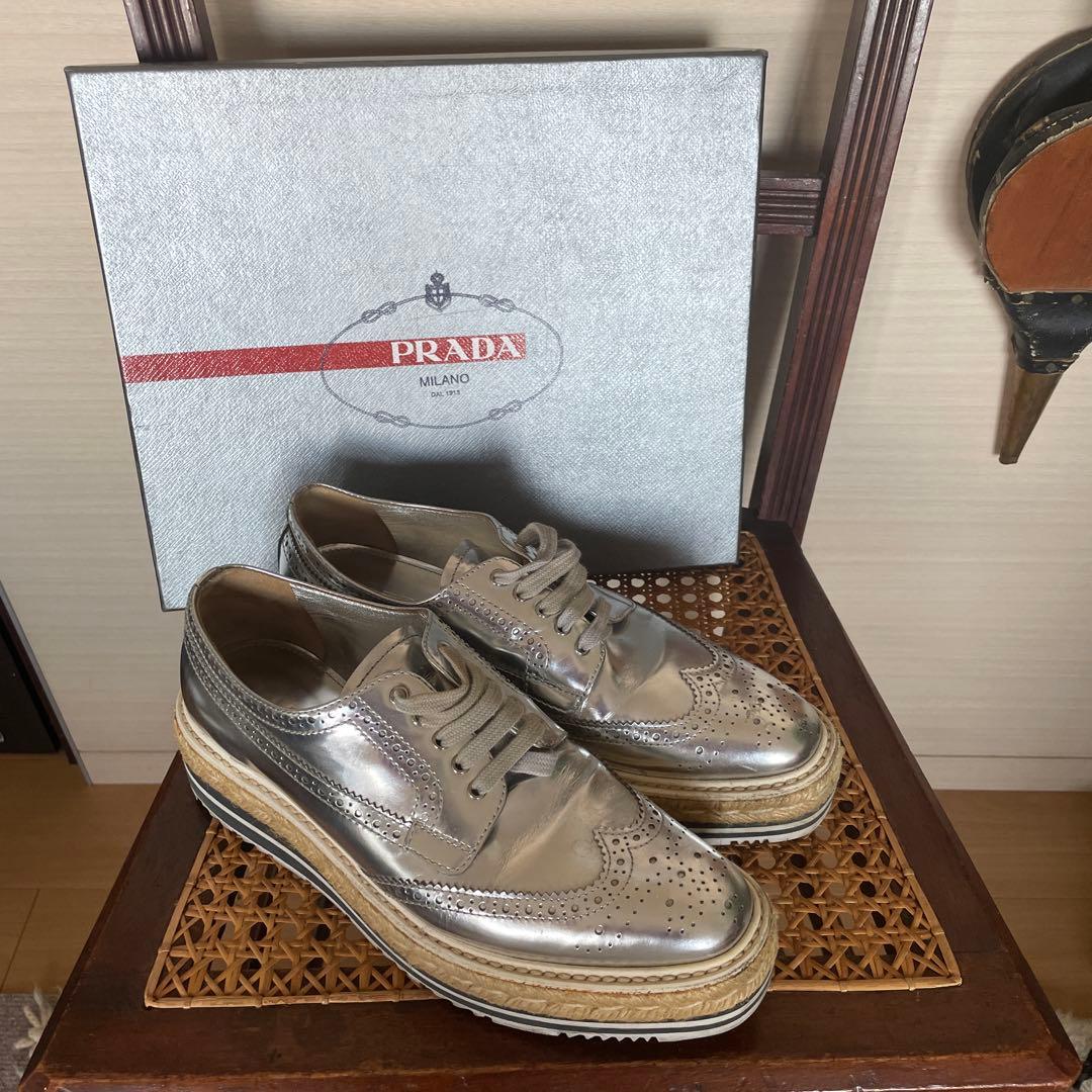 PRADA エスパドリーユスタイル シルバー