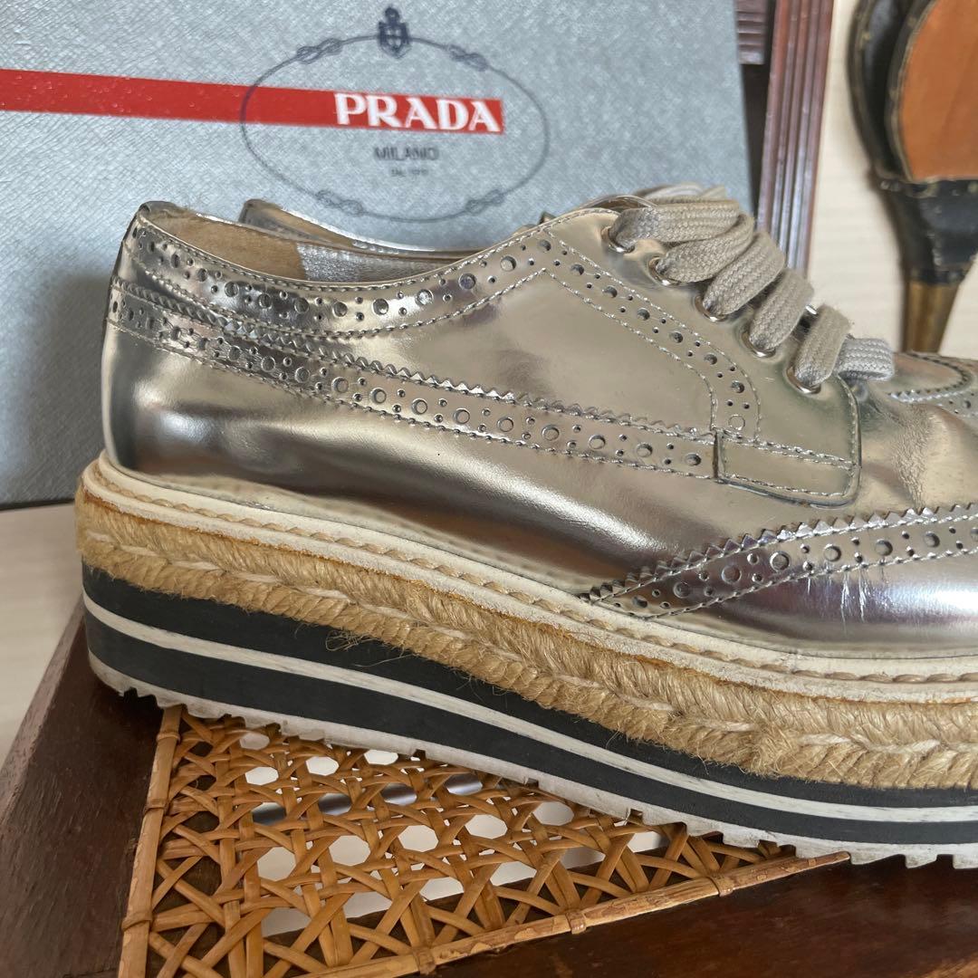PRADA エスパドリーユスタイル シルバー