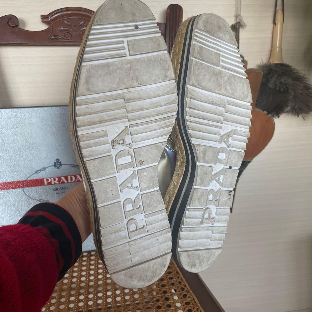 PRADA エスパドリーユスタイル シルバー