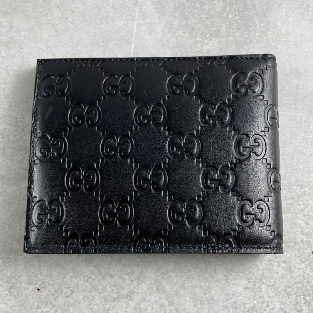 【未使用級】GUCCI グッチ シマ 二つ折り財布 ブラック