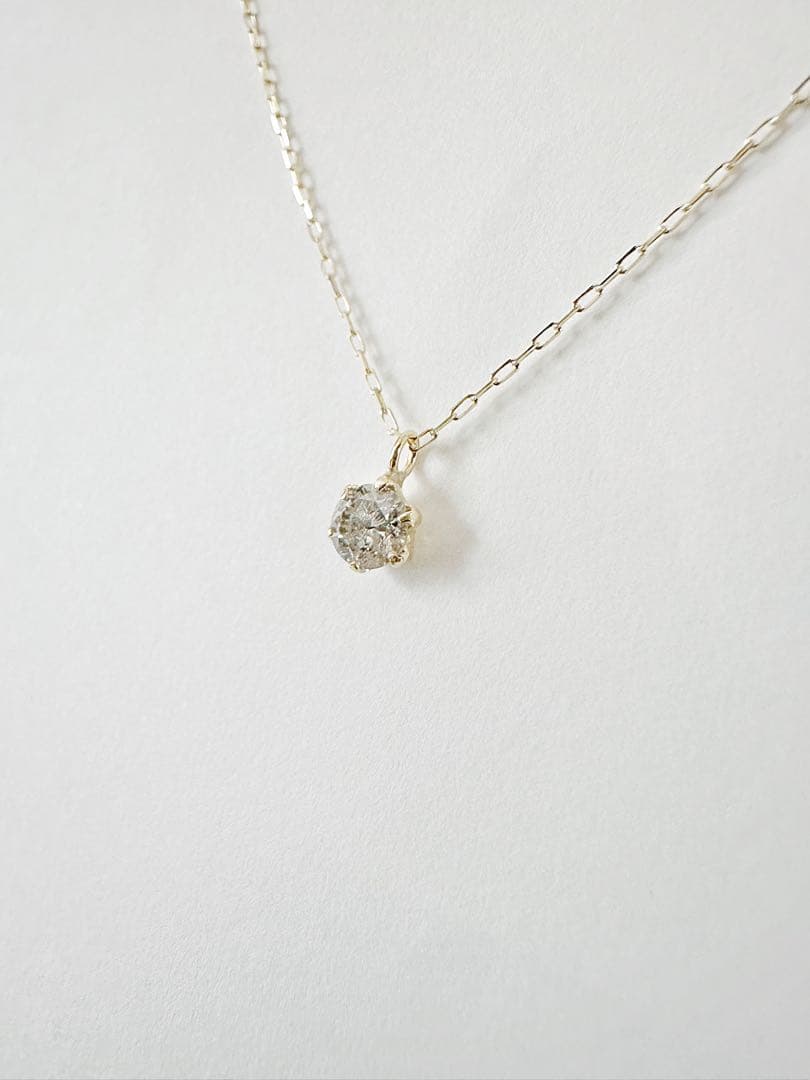 特別価格！ K18 シンプル 6本爪 天然ダイヤモンド0.15ctネックレス