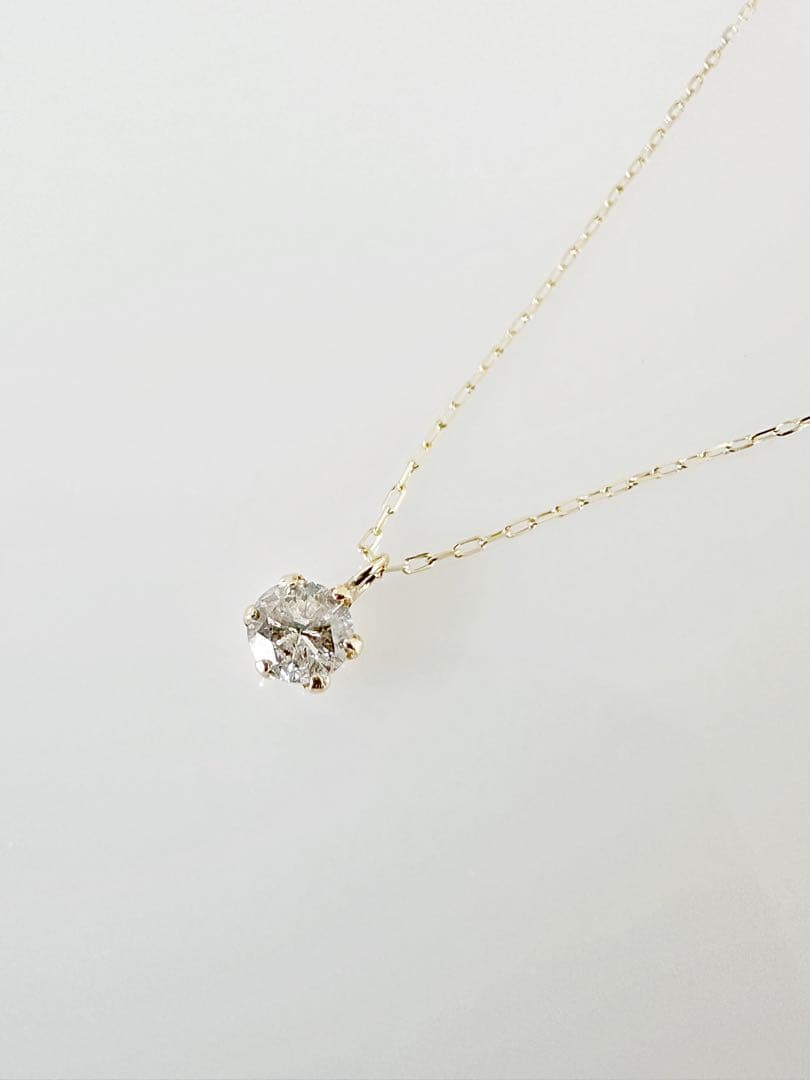 特別価格！ K18 シンプル 6本爪 天然ダイヤモンド0.15ctネックレス