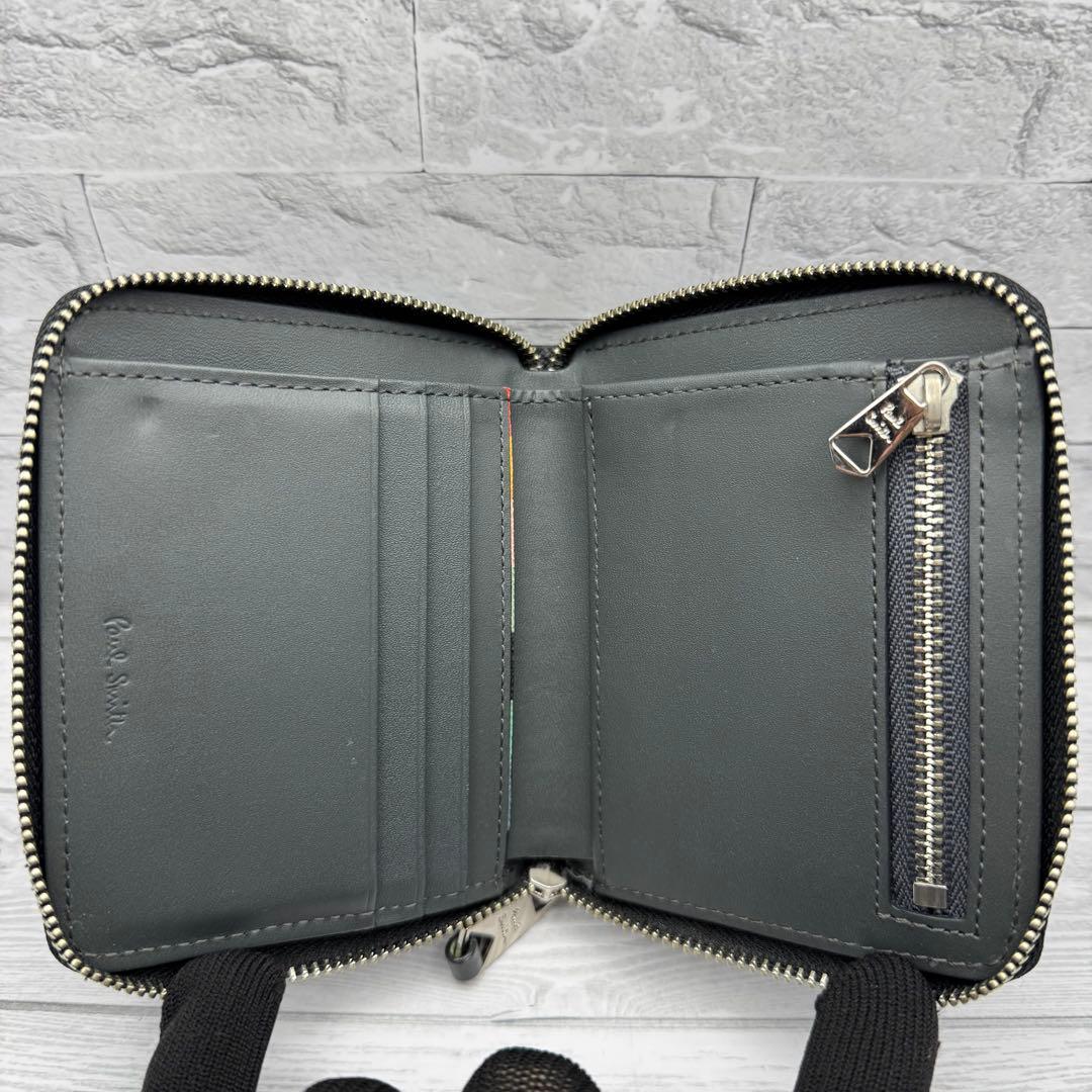 【極美品】ポールスミス バイカラー ラウンドファスナー　長財布 　ブラック