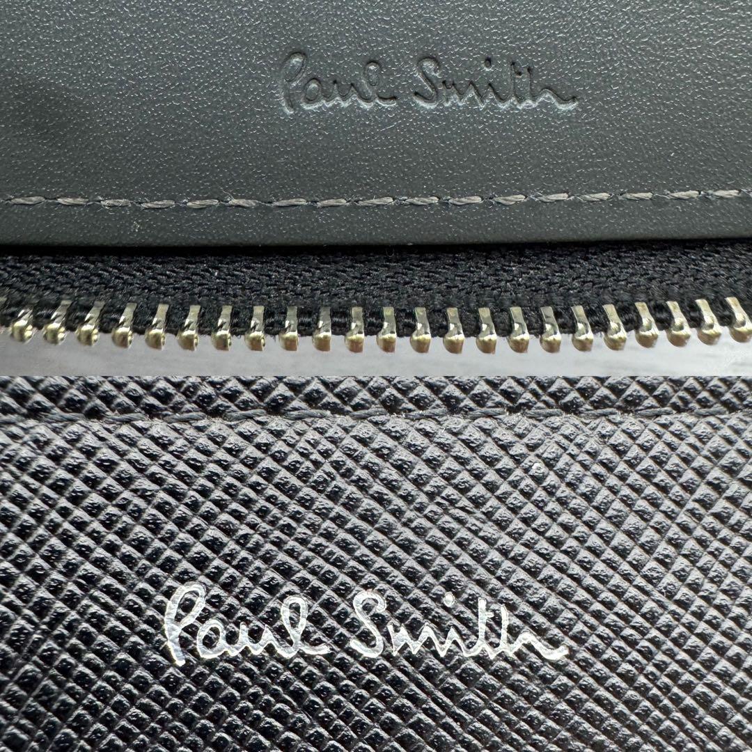 【極美品】ポールスミス バイカラー ラウンドファスナー　長財布 　ブラック