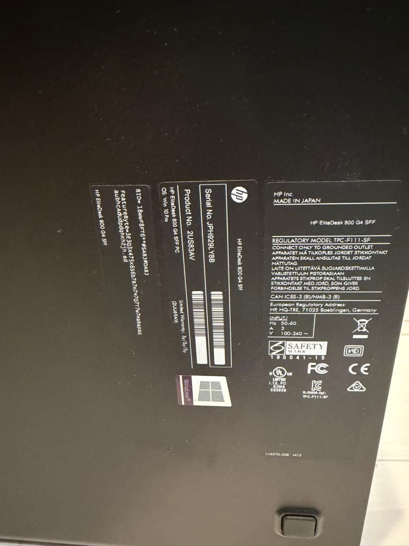 HP EliteDesk 800 G4 SFF 第8世代 Corei7