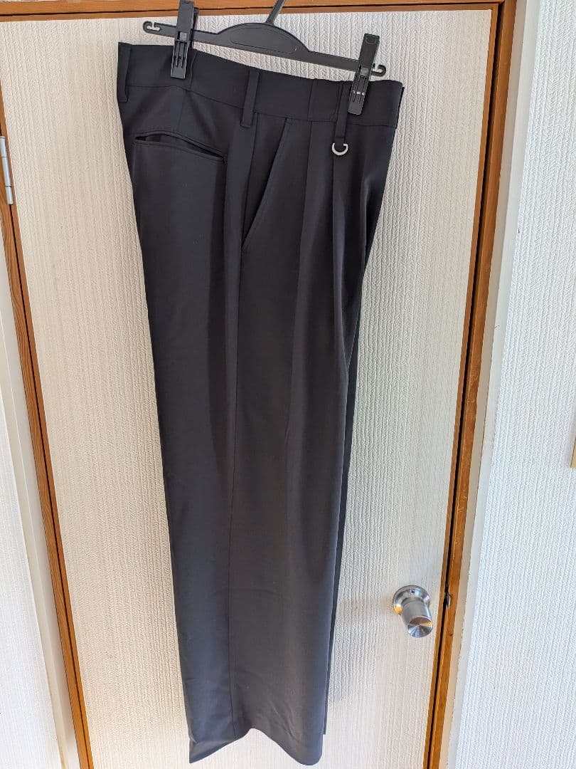 MBハイエンド尾州ウールハイウエストワイドスラックス　ブラック　Mサイズ