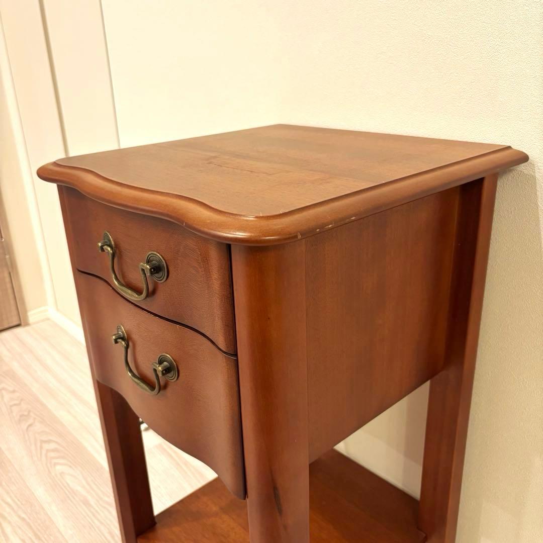 アンティーク調 ヴィンテージ木製キャビネット 2段サイドチェスト 塩川光明堂