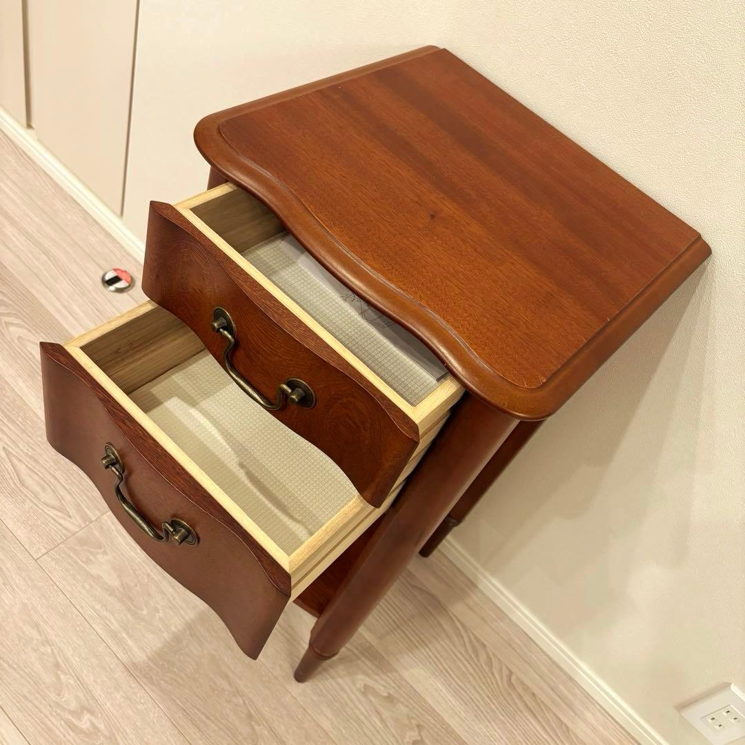 アンティーク調 ヴィンテージ木製キャビネット 2段サイドチェスト 塩川光明堂