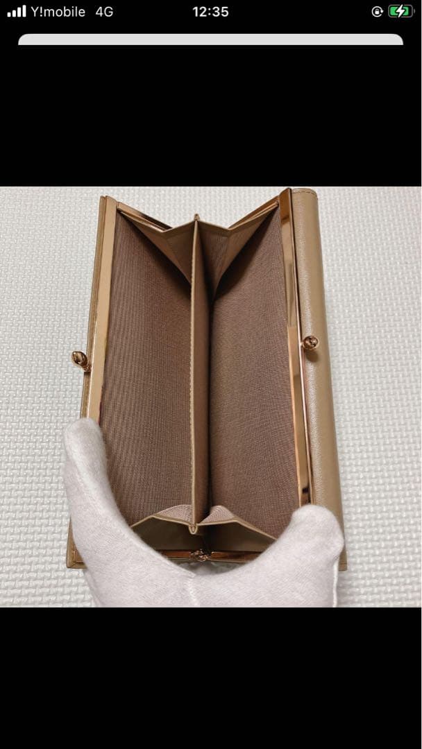 未使用　Kitamura レザーがま口長財布　レター型　モカ　「K」ロゴ　K2