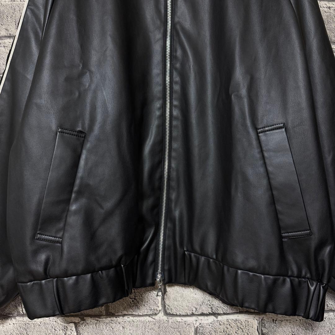 【美品】HARE　フェイクレザードルマントラックジャケット　ブラック　ブルゾン