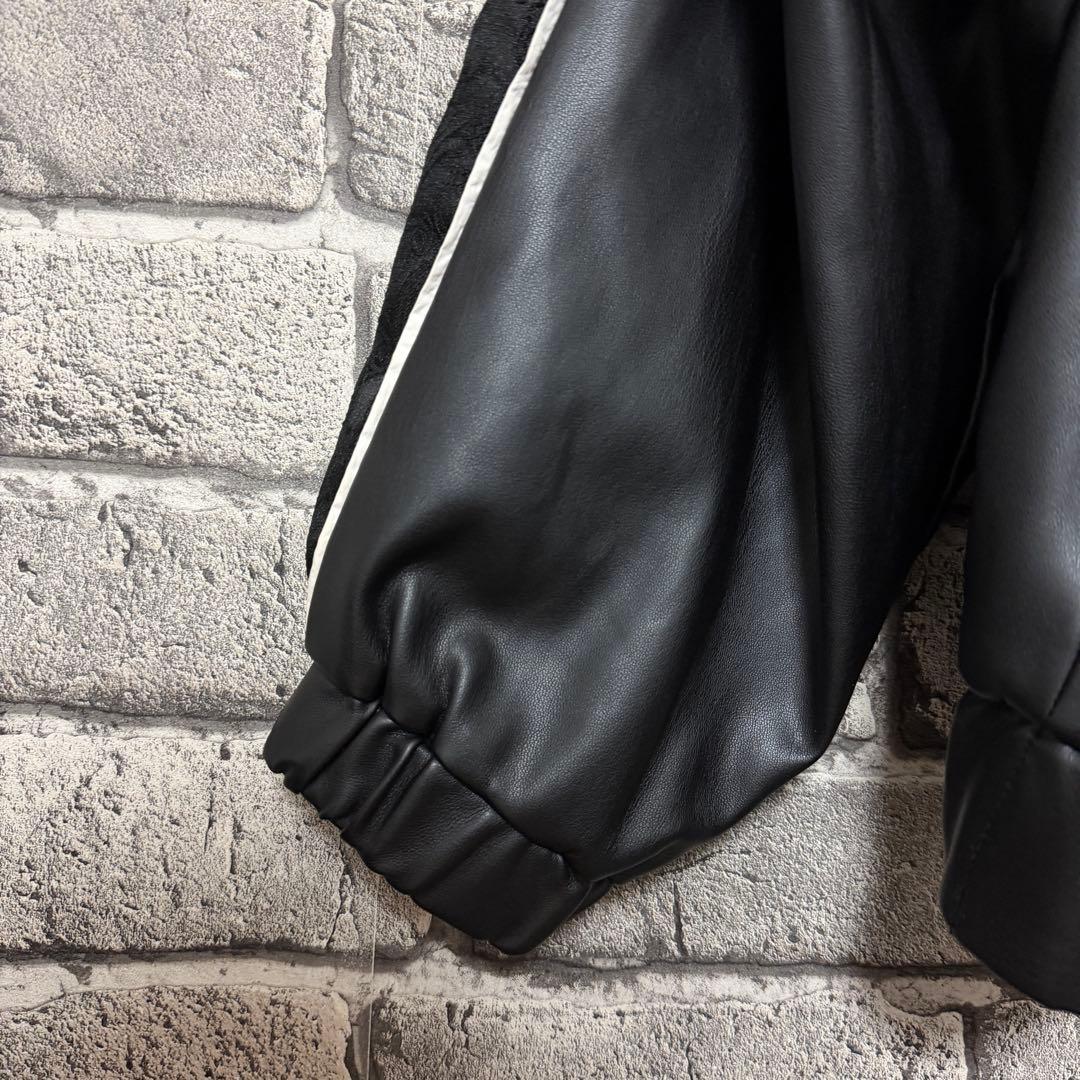 【美品】HARE　フェイクレザードルマントラックジャケット　ブラック　ブルゾン