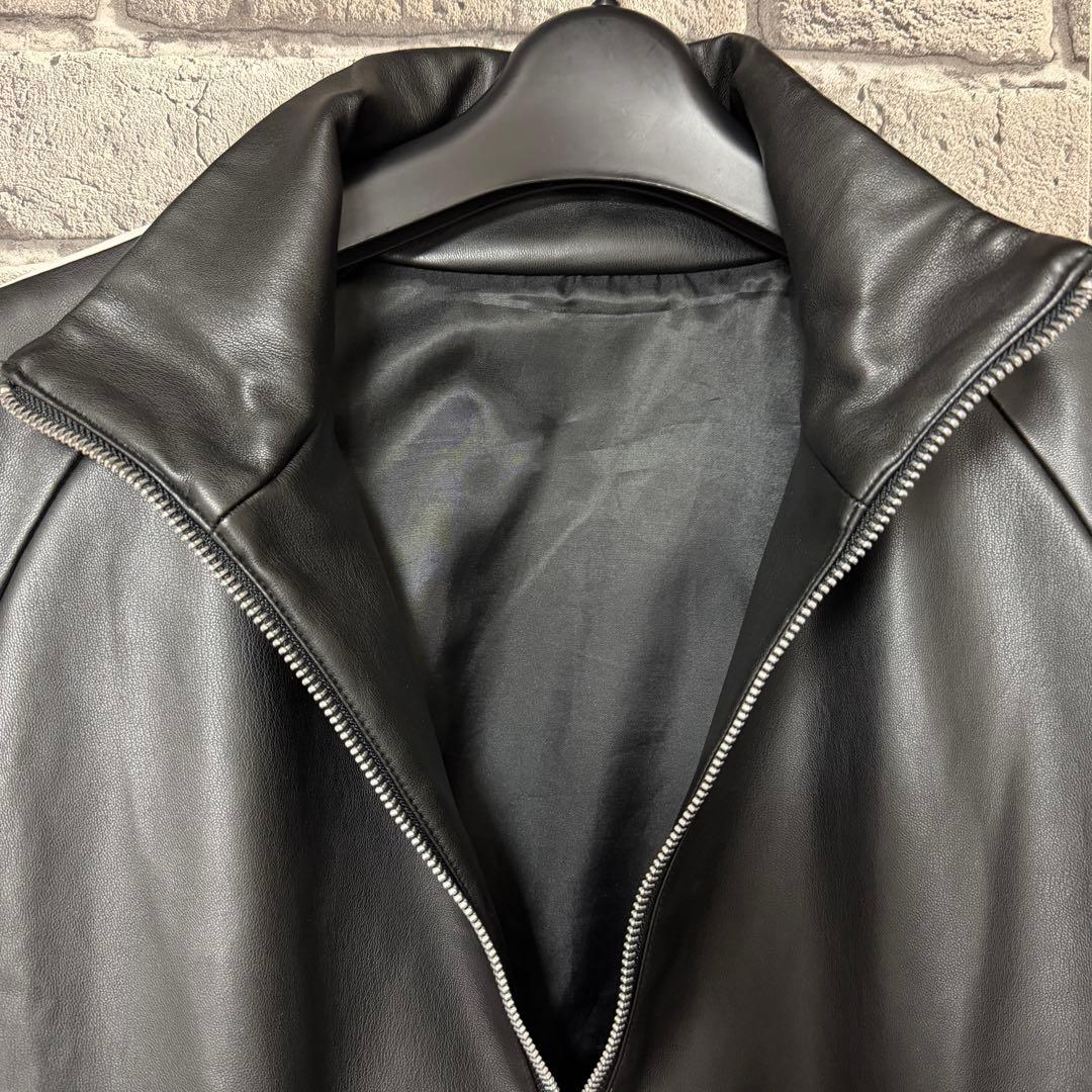 【美品】HARE　フェイクレザードルマントラックジャケット　ブラック　ブルゾン