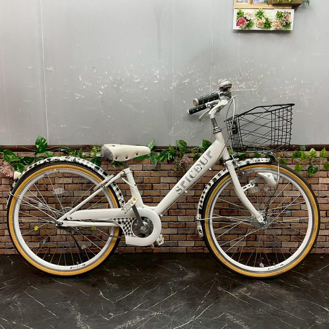【72】子供用自転車 子供車 SPICEUP ホワイト 22インチ シングル