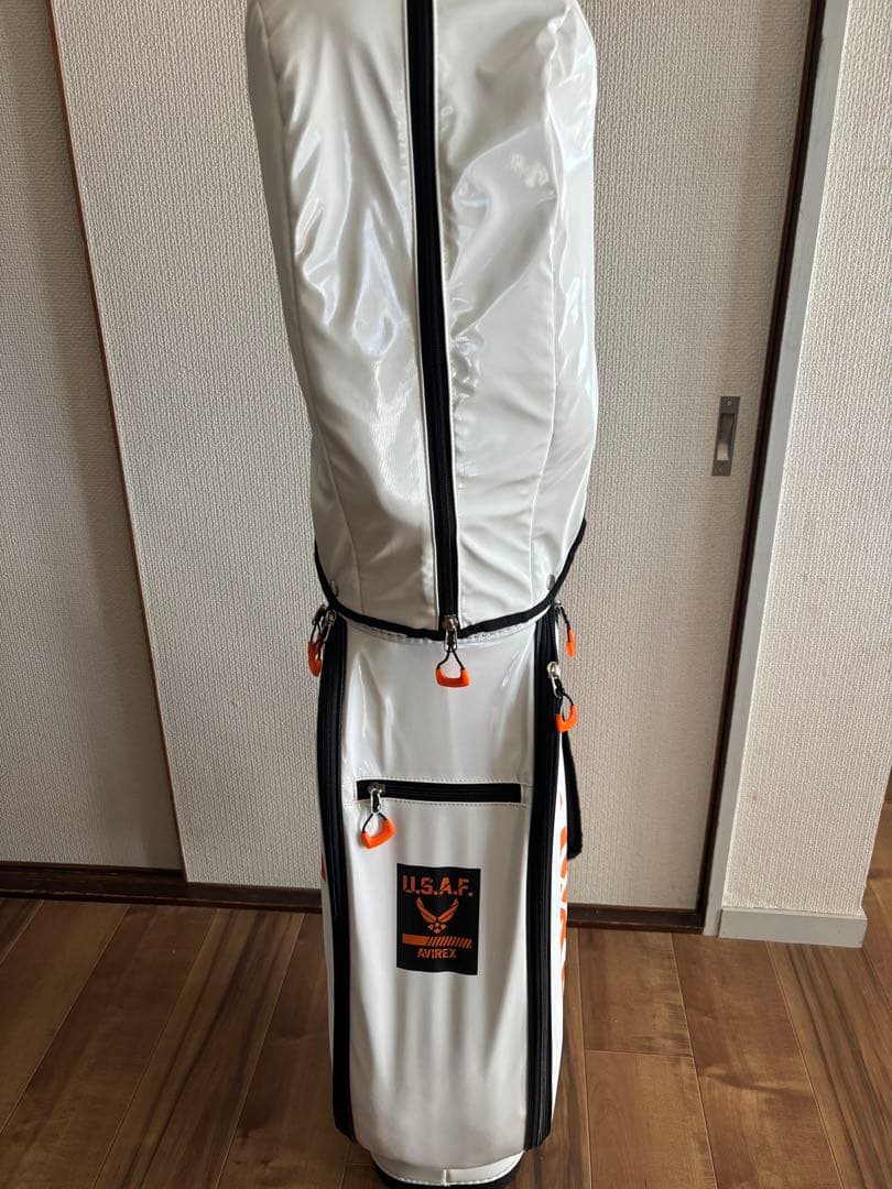 シゲ　　　AVIREX キャディバッグ ホワイトオレンジ