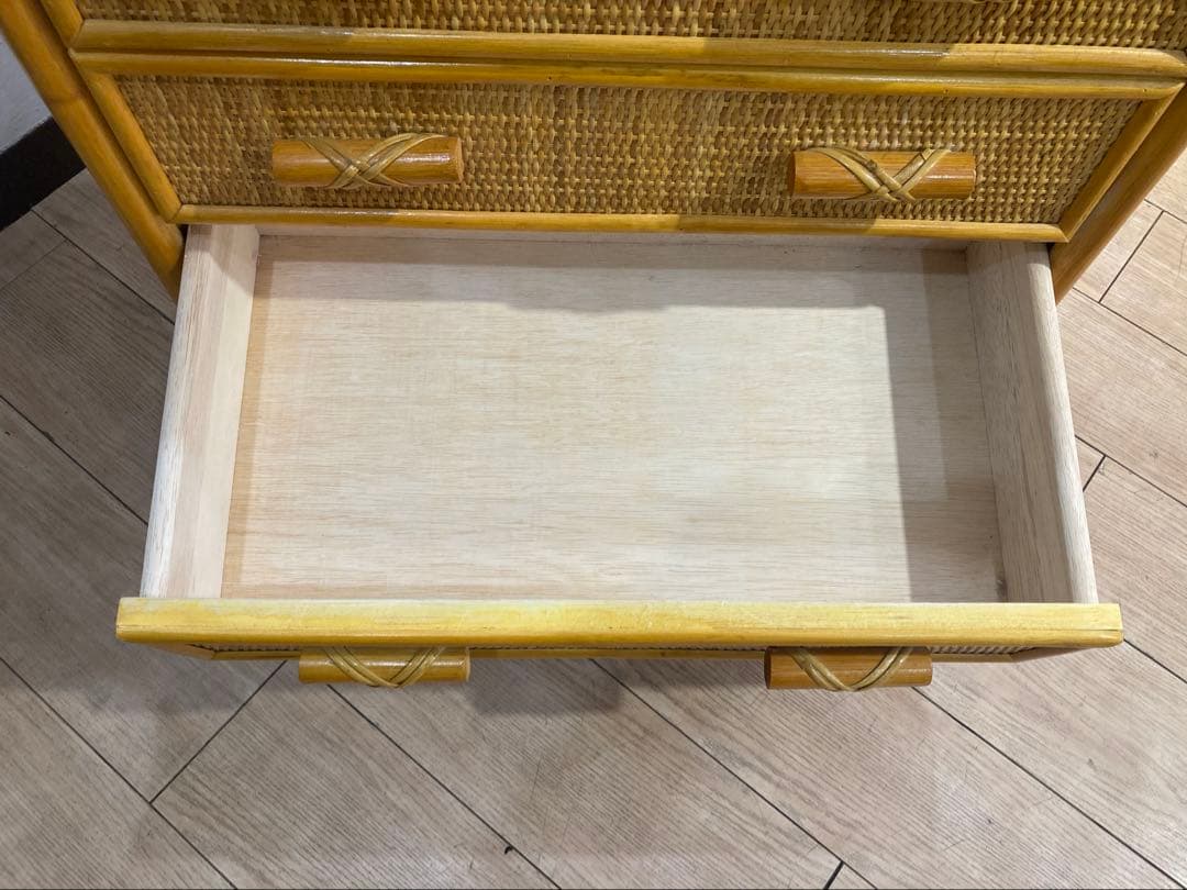 ラタン籐チェスト 家具 5段 タンス　レトロ アンティーク