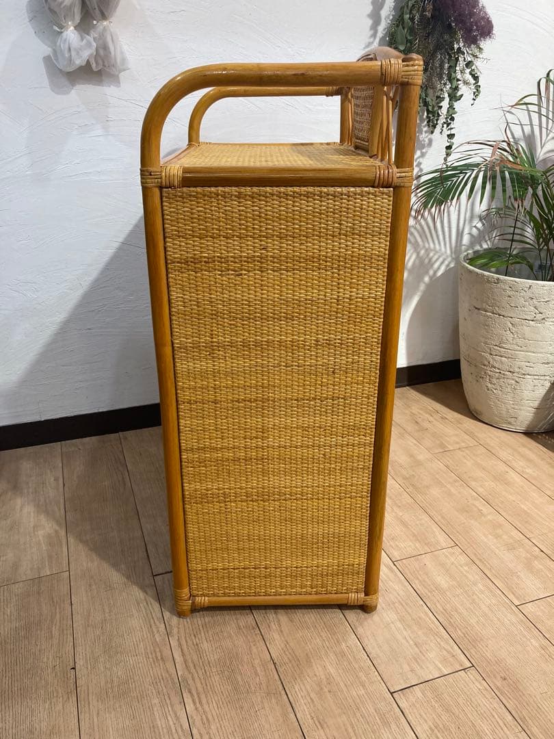 ラタン籐チェスト 家具 5段 タンス　レトロ アンティーク