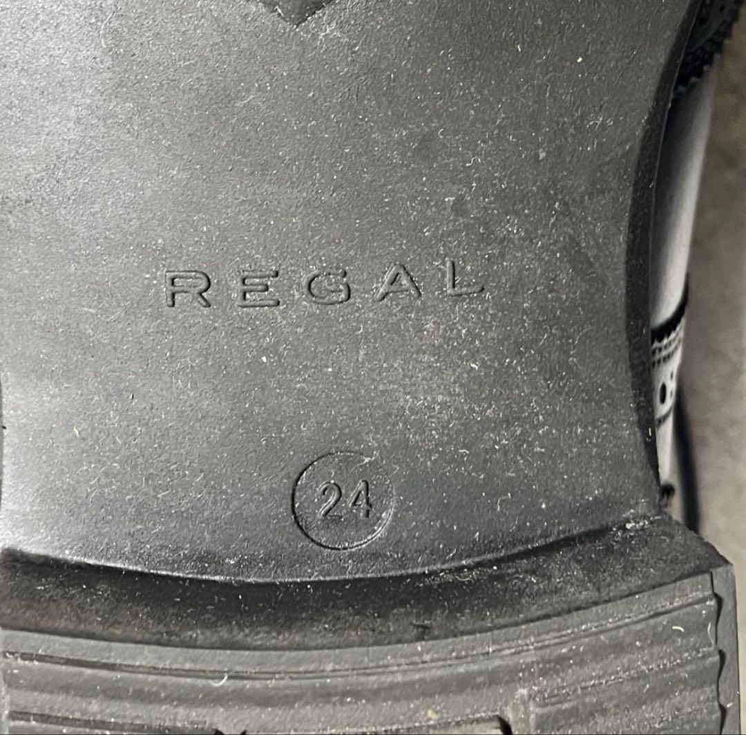 美品　リーガル　REGAL （24） レインシューズ　ウィングチップ　メダリオン