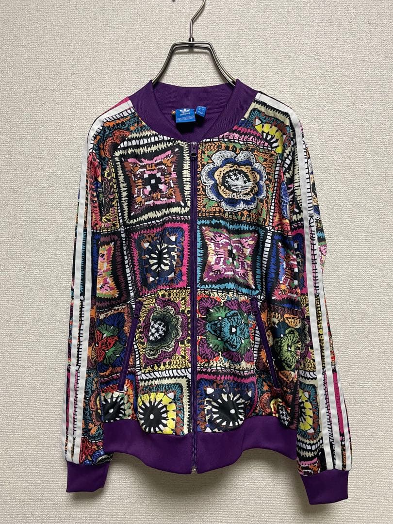 ★総柄★ アディダスオリジナルス トラックジャケット デカロゴ ジャージ 紫
