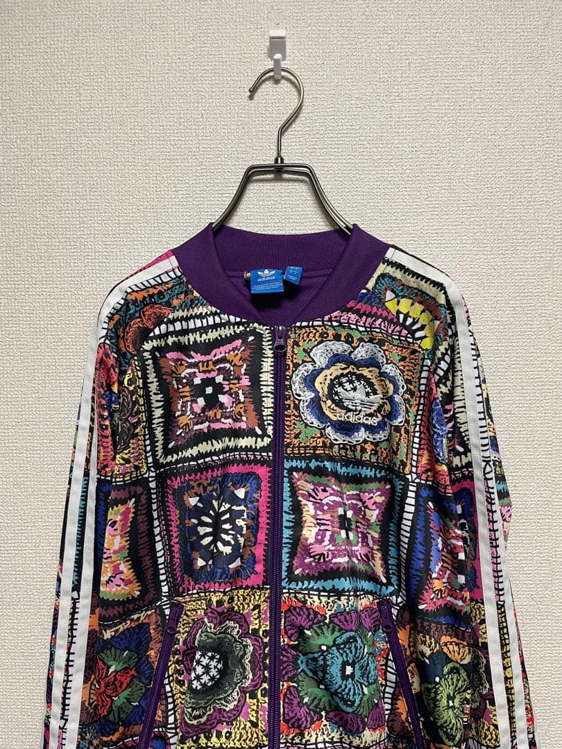 ★総柄★ アディダスオリジナルス トラックジャケット デカロゴ ジャージ 紫