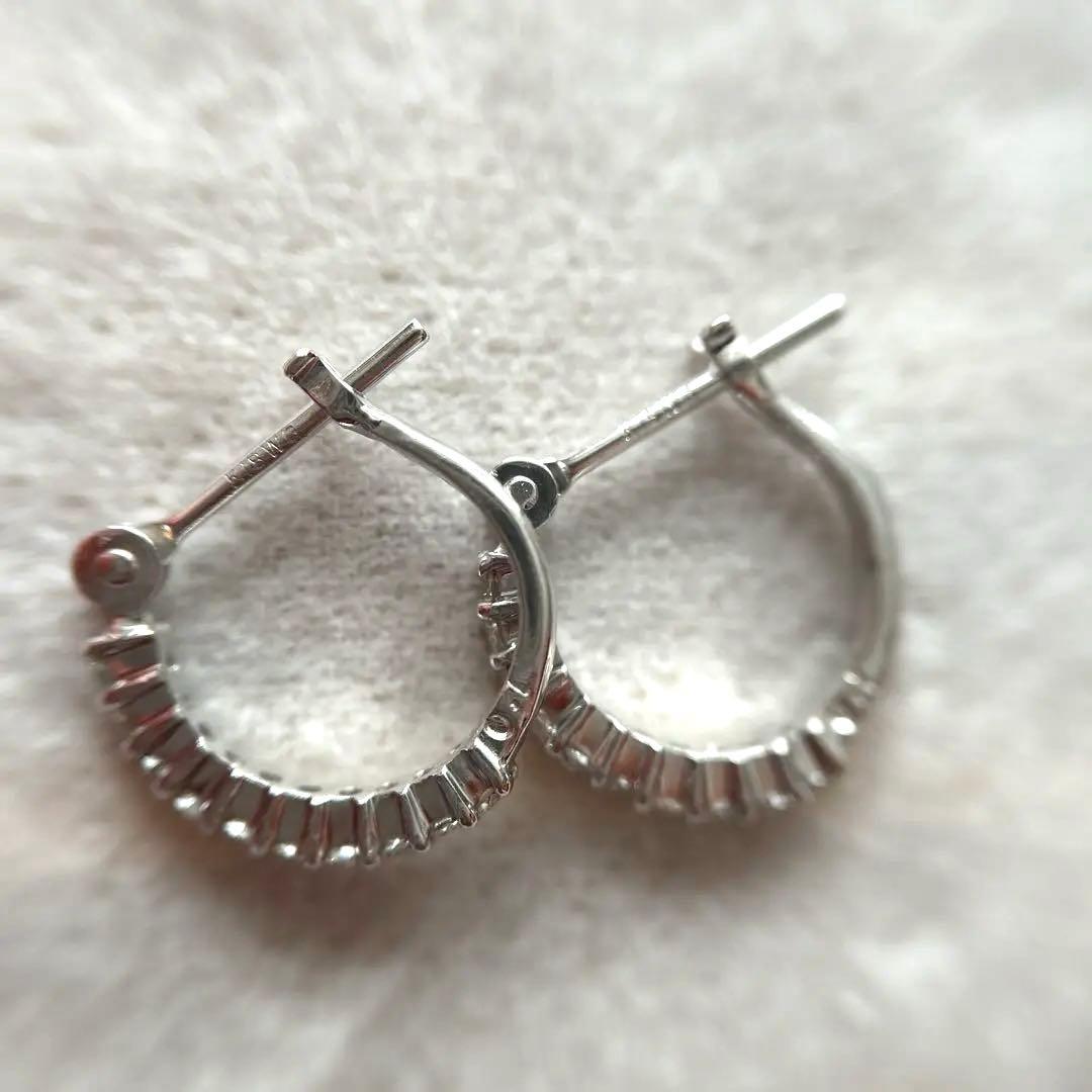 K18WG ダイヤ0.2ct フープピアス 1.07g