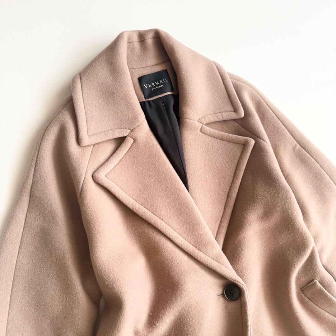 【ヴェルメイユパーイエナ】チェスターコート ドロップショルダー S キャメル