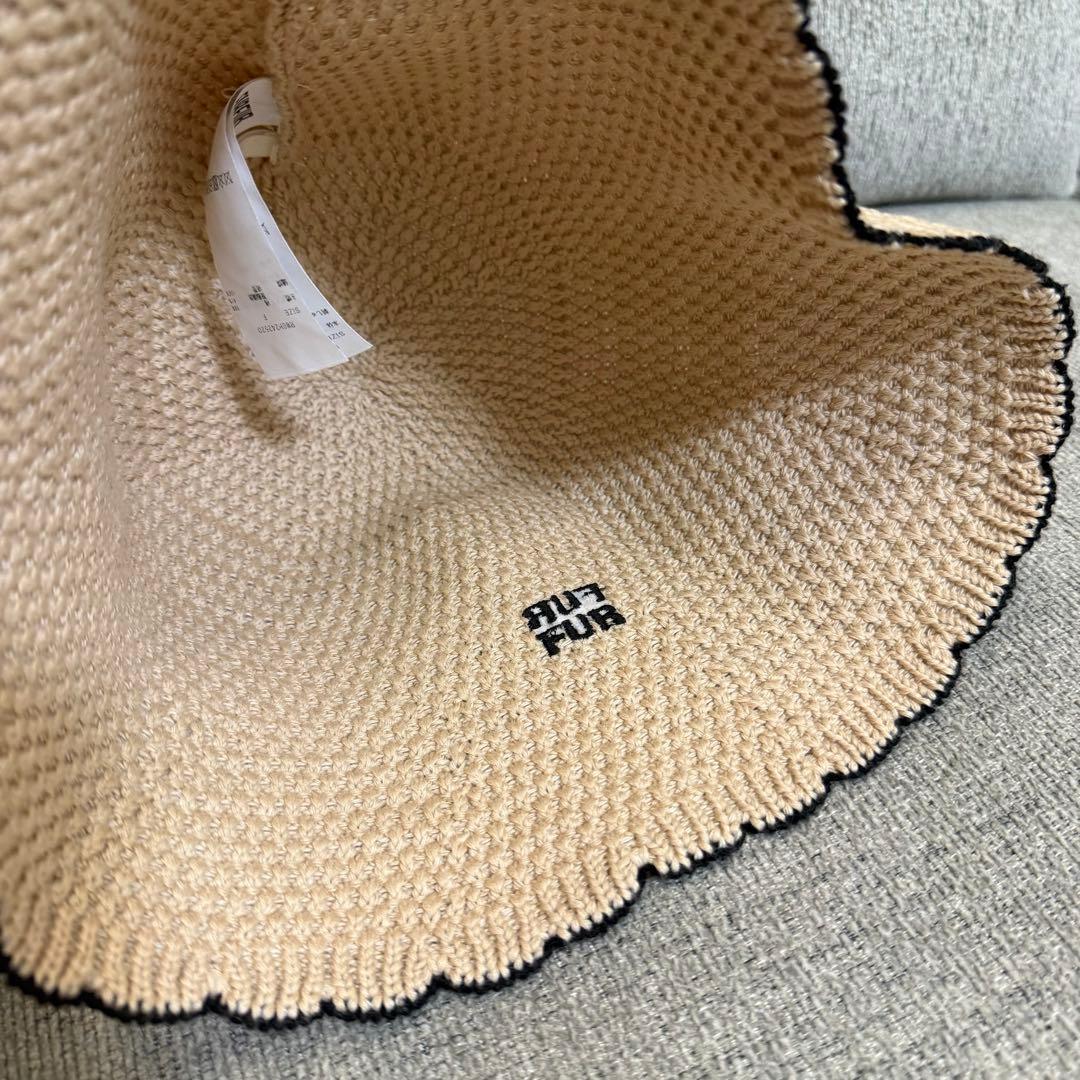 FURFUR ロゴ刺繍ハット ベージュ　バケットハットチューリップハット　バケハ