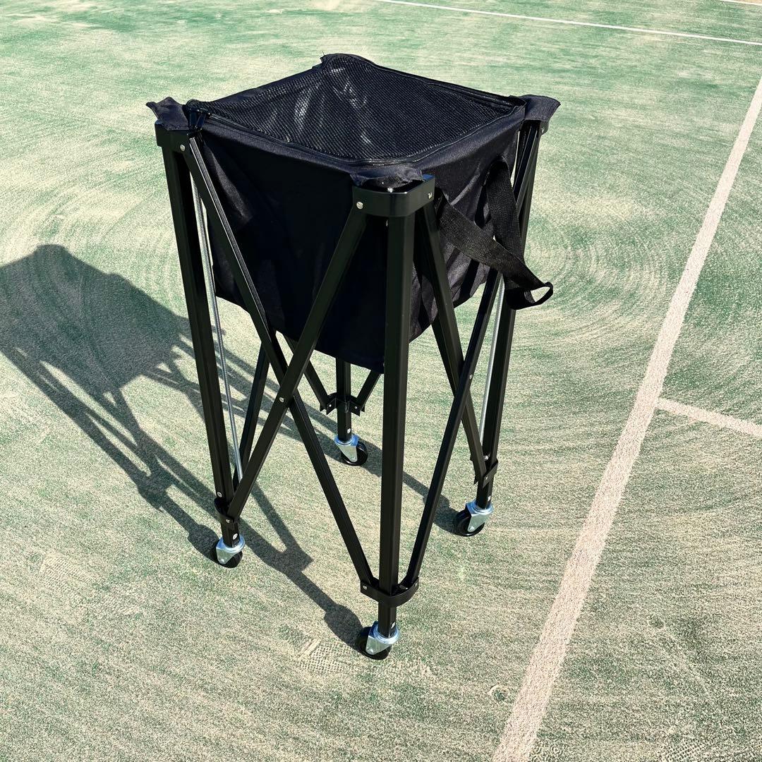 【美品】折りたたみ式 テニスボールバスケット キャスター付き ブラック　カート