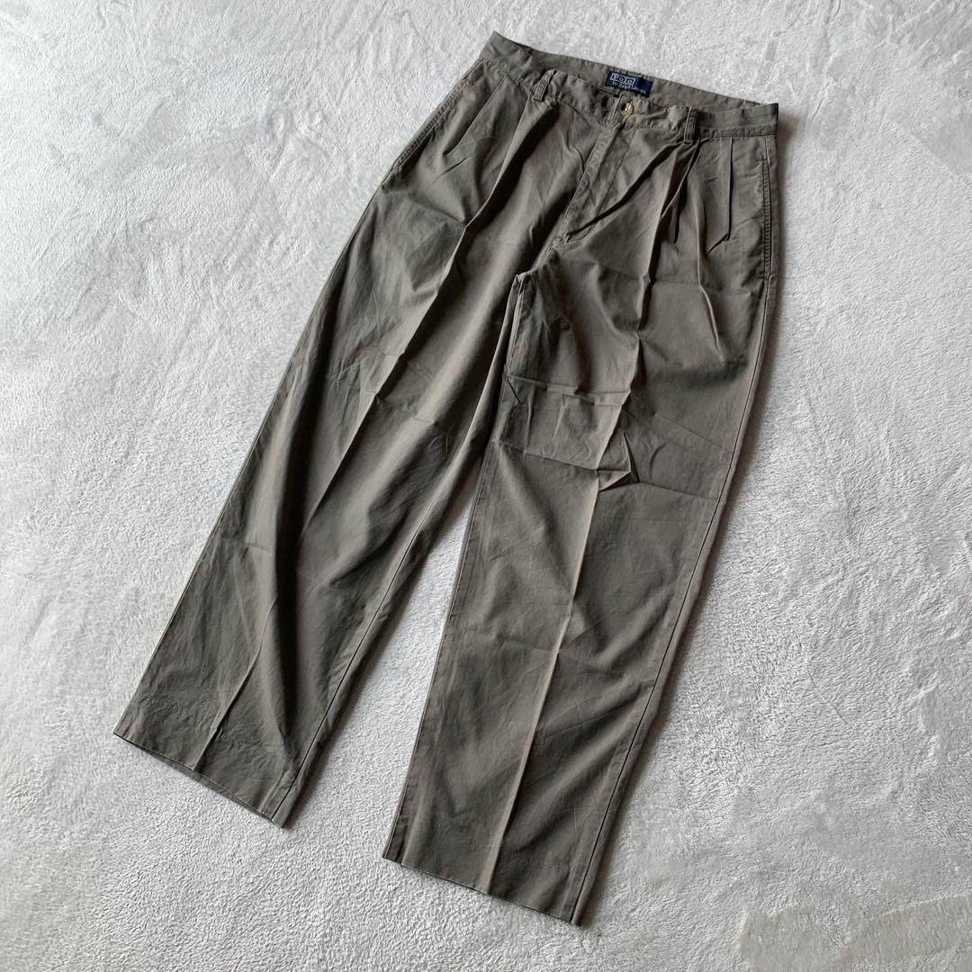 レアカラー！ 90s ラルフローレン ツータック パンツ チノパン ハモンド