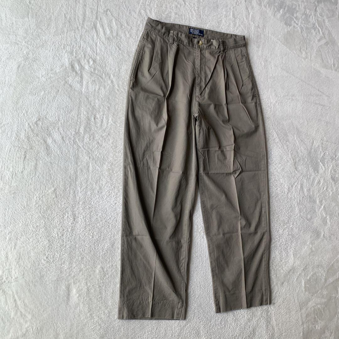 レアカラー！ 90s ラルフローレン ツータック パンツ チノパン ハモンド