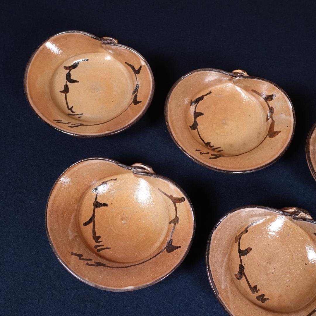 西岡小十 絵唐津蛤形 向付 5客 共箱